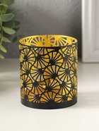 Подсвечник "Цилиндр №4" металл 7,5х7,5х8 см, черный с золотом - фото 68181409