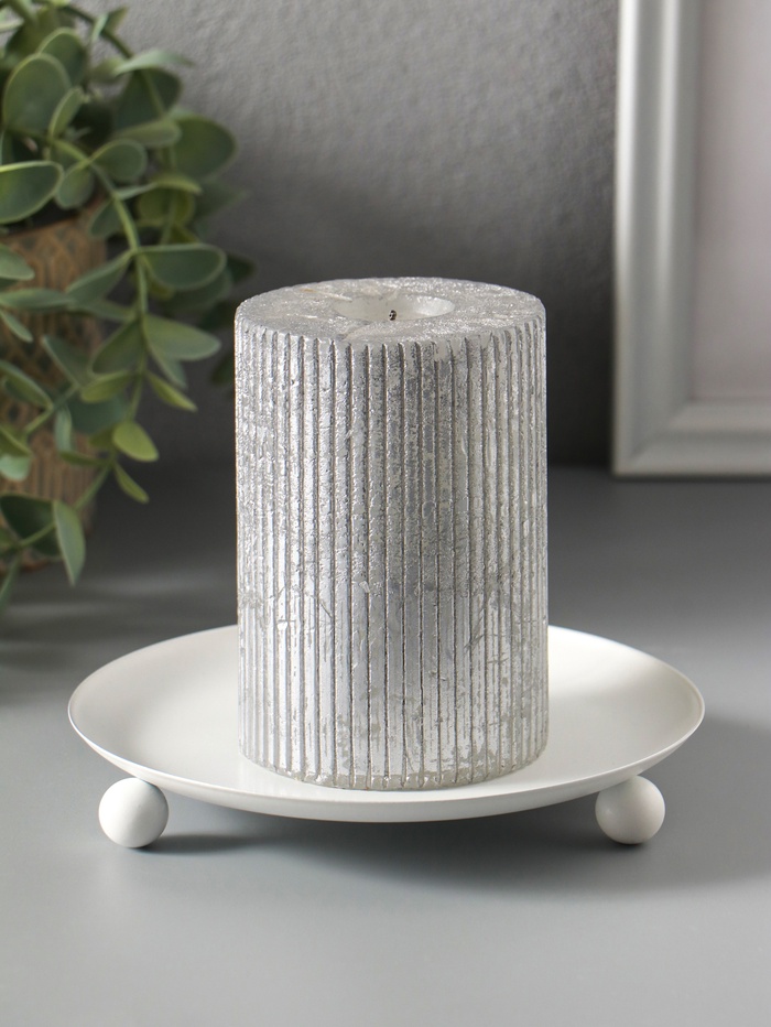 Металлический подсвечник плоский «Чашка на шариках», 14 см, белый - Фото 1