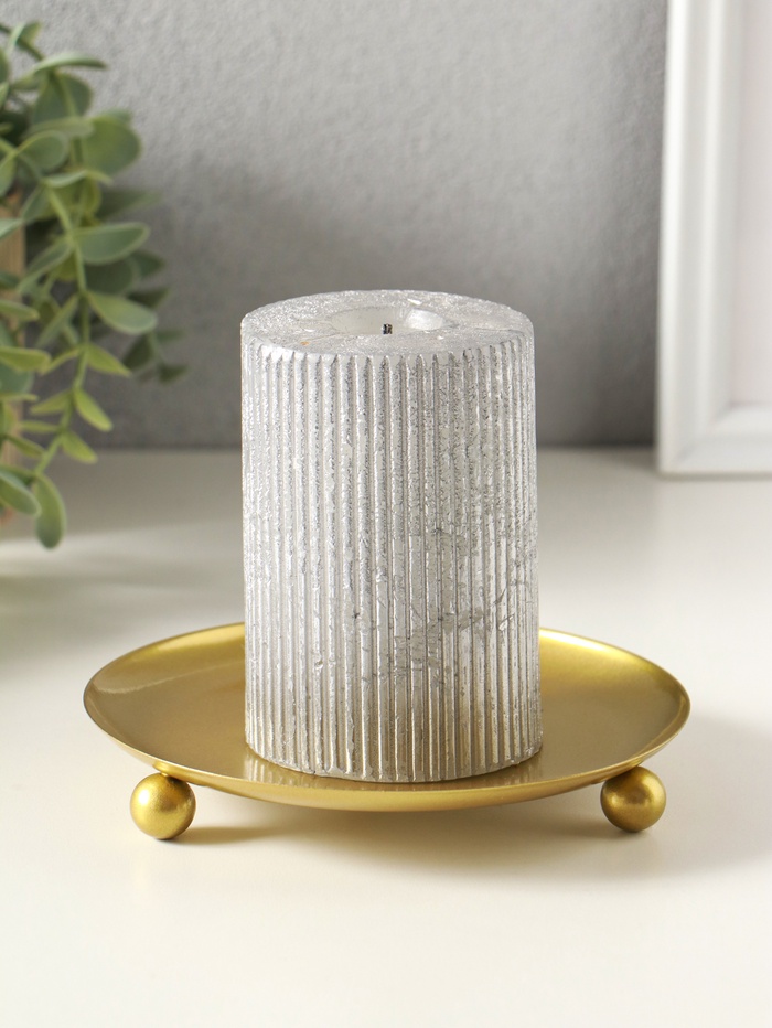 Металлический подсвечник плоский «Чашка на шариках» 14 см, под золото - Фото 1