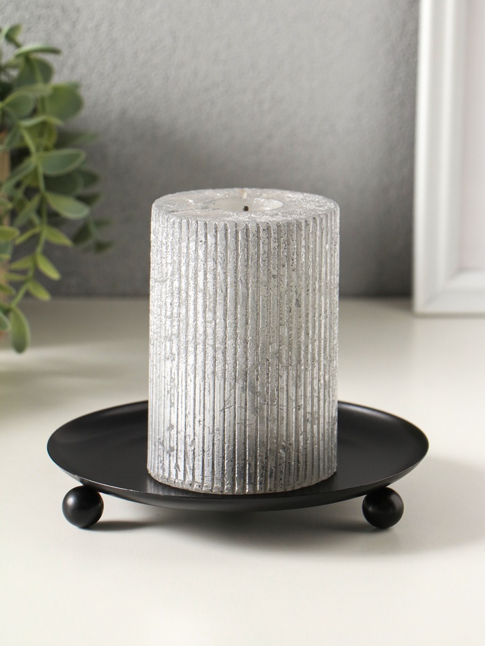 Металлический подсвечник плоский «Чашка на шариках», 14 см, чёрный - Фото 1