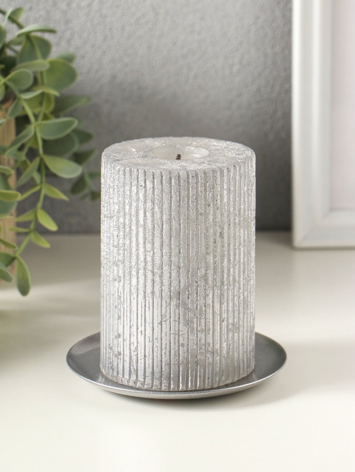 Металлический подсвечник плоский «Чашка», 10 см, под серебро - Фото 1