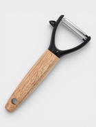 Овощечистка Magistro, 17×7×2.5 см, нержавеющая сталь, ручка каучук, бежевая, чёрная - фото 68181493