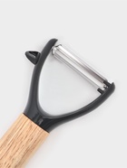 Овощечистка Magistro, 17×7×2.5 см, нержавеющая сталь, ручка каучук, бежевая, чёрная - Фото 4