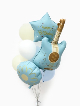 Воздушные шары «Голубая гитара», фольга, латекс, набор 12 шт.