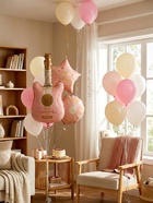 Воздушные шары «Розовая гитара», фольга, латекс, набор 12 шт. - фото 120956485