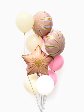 Воздушные шары «Розовые грани», фольга, латекс, набор 12 шт.