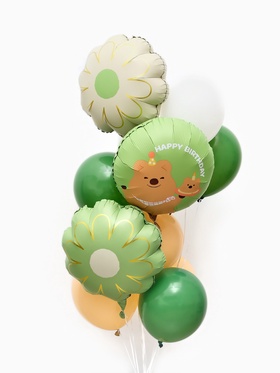 Воздушные шары «Капибара с ромашкой», фольга, латекс, набор 12 шт.