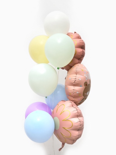 Воздушные шары «Розовый тортик», фольга, латекс, набор 12 шт.