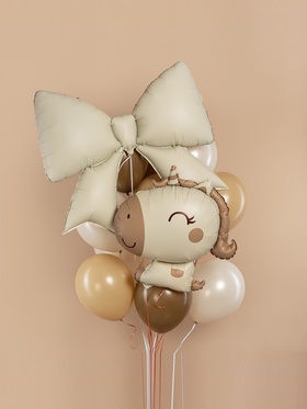 Воздушный шар фольгированный 39" «Бантик», кремовый (комплект 2 шт)