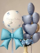 Воздушный шар фольгированный 39" «Бантик», голубой - фото 68181603