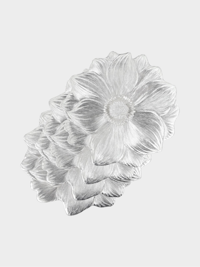 Набор салфеток для стола Доляна «Цветок», 38×38 см, 4 шт, ПВХ, цвет серебро
