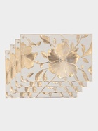 Набор салфеток для стола Доляна «Цветы», 44,5×30 см, 4 шт, ПВХ, цвет золото - фото 68181647