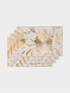 Набор салфеток для стола Доляна «Цветы», 44,5×30 см, 4 шт, ПВХ, цвет золото