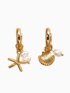 Серьги со съёмными подвесками «Ракушка, звезда и жемчуг», белые в золоте - фото 68181737