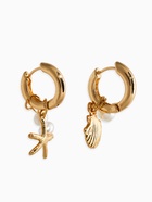 Серьги со съёмными подвесками «Ракушка, звезда и жемчуг», белые в золоте - фото 68181739