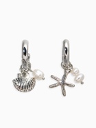 Серьги со съёмными подвесками «Ракушка, звезда и жемчуг», белые в серебре - фото 68181741