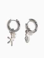 Серьги со съёмными подвесками «Ракушка, звезда и жемчуг», белые в серебре - фото 68181743