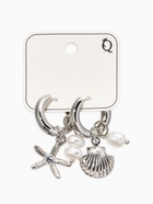 Серьги со съёмными подвесками «Ракушка, звезда и жемчуг», белые в серебре - фото 68181744