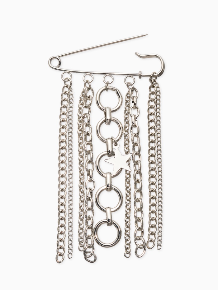 Булавка с подвесами «Звезды», L=6 см, цвет серебро