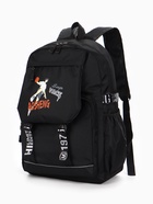 Рюкзак школьный, для мальчика, с рисунком, 1 отделение, 5 карманов, 31×14×45 см, чёрный - фото 68976065