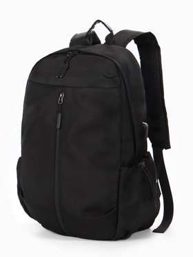 Рюкзак школьный, однотонный, USB, 1 отделение, 3 кармана, 30×15×45 см, чёрный