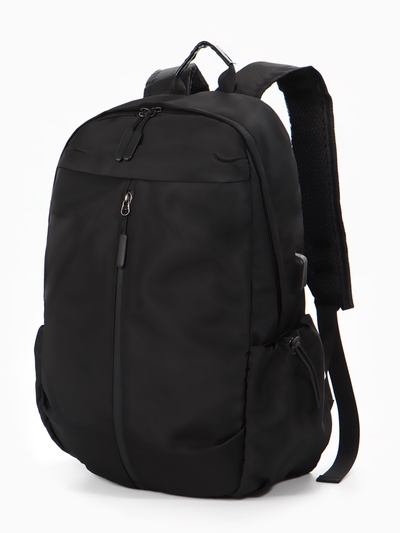 Рюкзак школьный, однотонный, USB, 1 отделение, 3 кармана, 30×15×45 см, чёрный