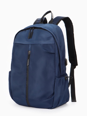 Рюкзак школьный, однотонный, USB, 1 отделение, 3 кармана, 30×15×45 см, синий
