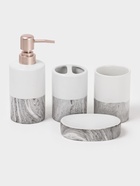 УЦЕНКА Набор для ванной Stone gray, 4 предмета (мыльница, дозатор для мыла, 2 стакана) - Фото 1