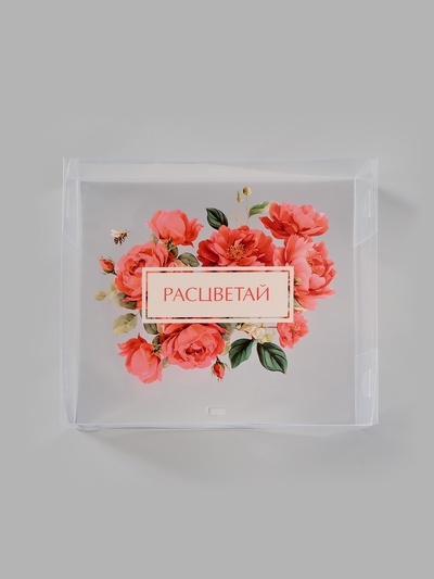 Коробка подарочная пластиковая с тишью и гирляндой «Расцветай», 20×18×5 см