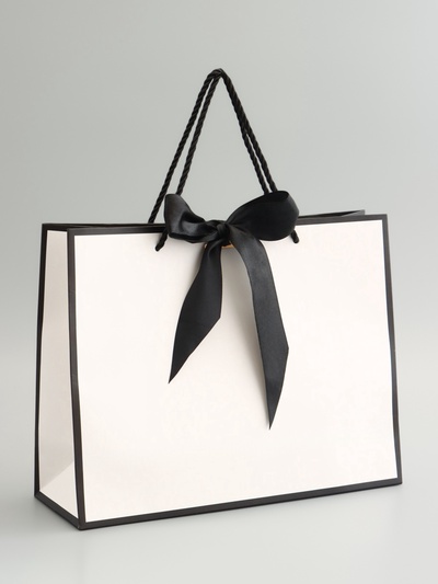Пакет подарочный, ламинированный, белый, с бантом, 32×25×11 см