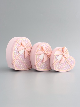 Набор подарочных коробок 3 в 1 сердца, 22×20×9; 18.5×17×7.5; 16×14×6 см