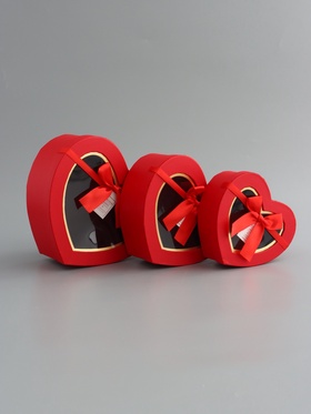 Набор подарочных коробок 3 в 1 сердца, 22×20×9; 18.5×17×7.5; 1 6×14×6 см