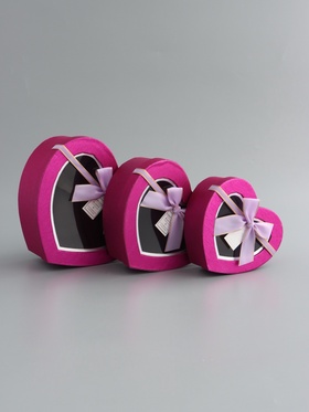 Набор подарочных коробок 3 в 1 сердца, 22×20×9; 18.5×17×7.5; 1 6×14×6 см