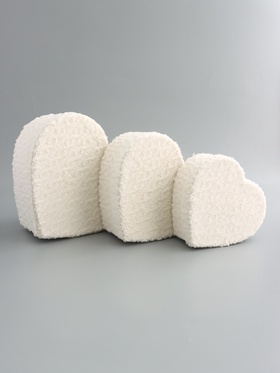 Набор подарочных коробок 3 в 1 сердца, молочный, плюшевая поверхность, L：30×27.5×12 см M：25.5×23.5×10 см S:20.7×19.5×8 см