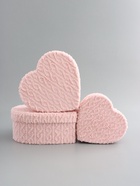 Набор подарочных коробок 3 в 1 сердца, розовый, плюшевая поверхность, L：30×27.5×12 см M：25.5×23.5×10 см S:20.7×19.5×8 см - фото 68181915