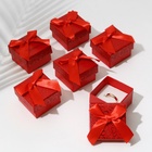 Набор коробочек подарочных под кольцо «Блестящие сердца», 6 шт. 5×5 см, красный - фото 68181933