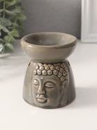 УЦЕНКА Аромалампа керамика «Лик Будды» серая 8×8×9 см 10985345