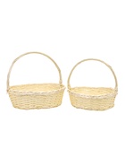 УЦЕНКА Набор 3 шт. корзин плетеных 47×39×14 40×32×15 33×25×13 см, ПЛЕТ ручка h=26/23/20 см белый 99048 10985381