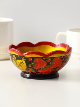 Чашка деревянная хохлома «Резная», миска - салатник, 12×7 см