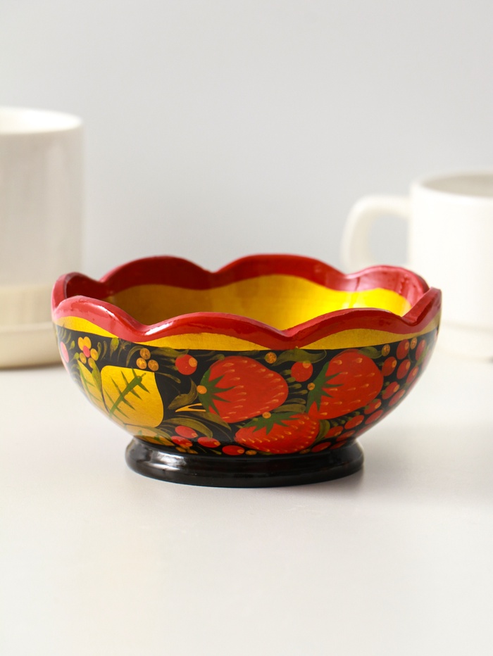 Чашка деревянная хохлома «Резная», миска - салатник, 12×7 см - Фото 1