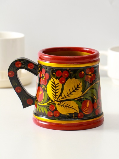 Кружка пивная, хохлома,10*9 см