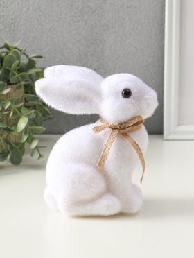 Фигурка пасхальная «Белый заяц с бантиком», 8×13×15 см