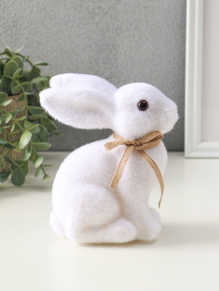 Фигурка пасхальная «Белый заяц с бантиком», 8×13×15 см