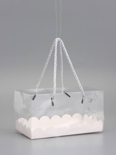 Кондитерская коробка под рулет, белая, с ручками, 18.5×10×10 см