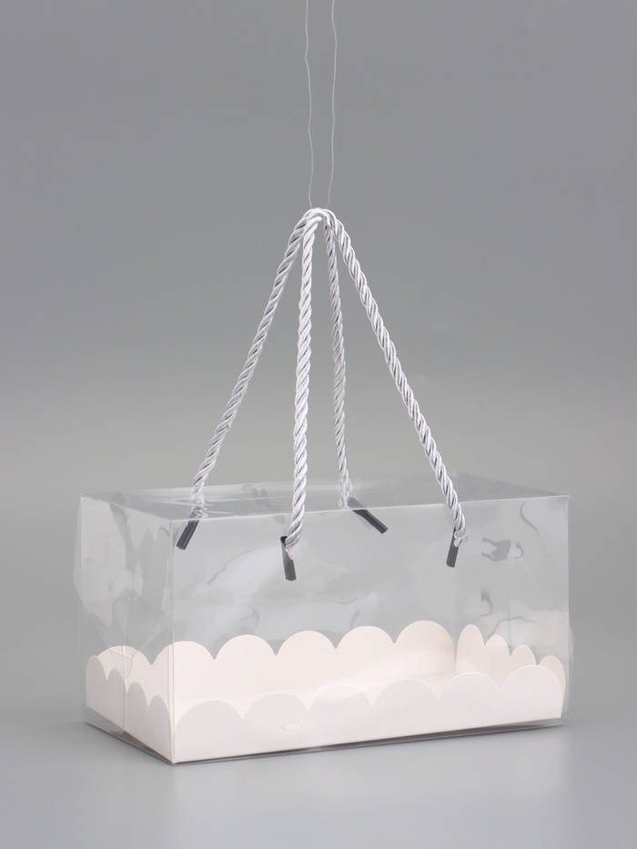 Кондитерская коробка под рулет, белая, с ручками, 18.5×10×10 см - Фото 1