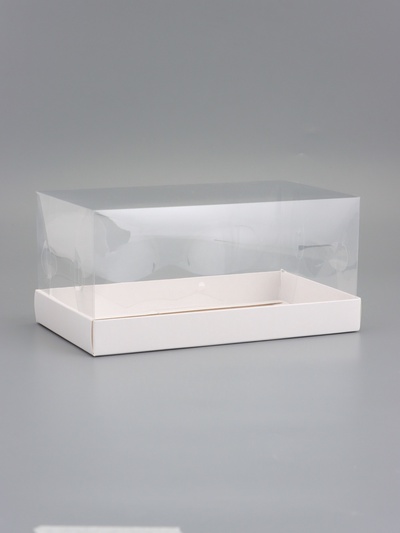 Кондитерская коробка под рулет, белая, с прозрачной крышкой, 25×15×12 см