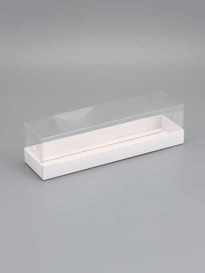 Кондитерская коробка под рулет, белая, с прозрачной крышкой, 30×8×8 см
