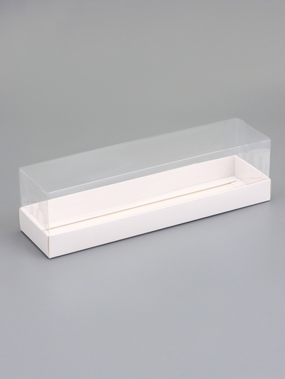 Кондитерская коробка под рулет, белая, с прозрачной крышкой, 30×8×8 см