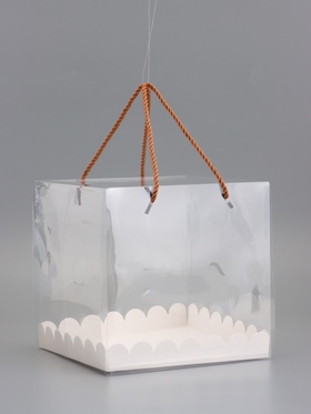 Кондитерская коробка под рулет, белая, с ручками, 20×20×20 см