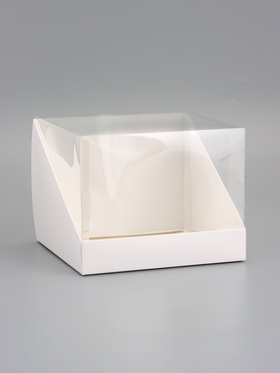 Коробка под бенто-торт, белая, с прозрачной крышкой, 18×18×14 см